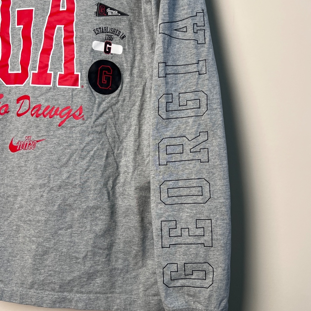 The Nike Tee Graphic UGA Dawgs Gray Long Sleeve Football Men’s 100% Cotton XL - Picture 6 of 8